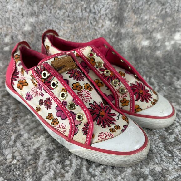 Coach Shoes - Coach Sz 7 Barret Poppy Floral Canvas Sneakers Pink & White Preppy Shoes